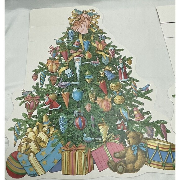 Vintage 2 Paper Magic Group Christmas Tree Bear Gifts Die Cut Decoration 13” - Picture 10 of 15